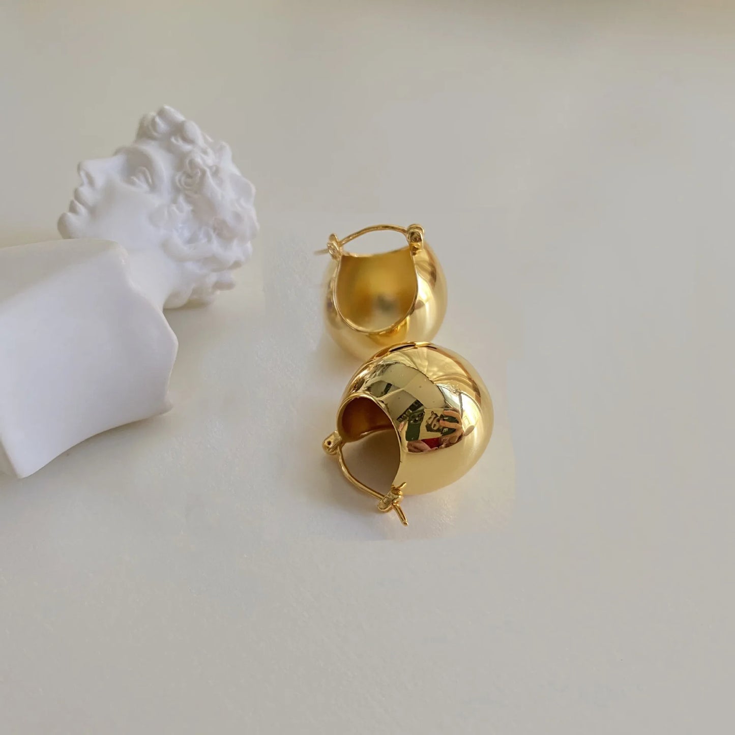 Trendy Gold Plated Geometric Gear Shape Circle Hoop Earrings for Women Girl Fashion Zircon Jewelry Buckle Type
