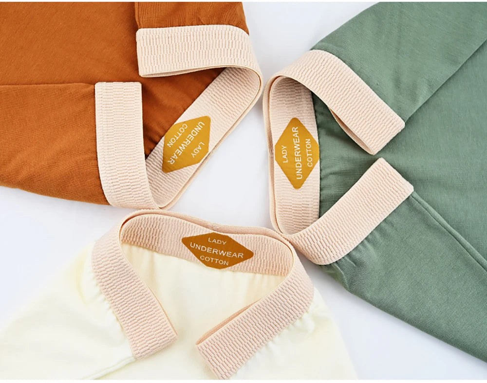 3PCS/Pack 100% Cotton Multicolor Solid Women's Boxer Knit Breathable Panties Underwear Soft High Elastic Mid-rise Thin Boyshorts