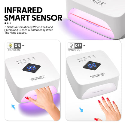 120W UV LED Nail Lamp Professional 30 LEDs Nail Dryer with 3 Timer Settings Rechargeable Manicure Lamp for Curing All Nails Gel