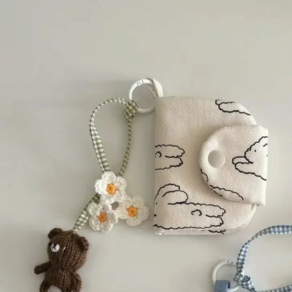 1 Pc Cute Student Coin Purse Card Simplicity Floral Korean Fashion Wallet Card Holder for Girls Portable Cute Small Storage Bag