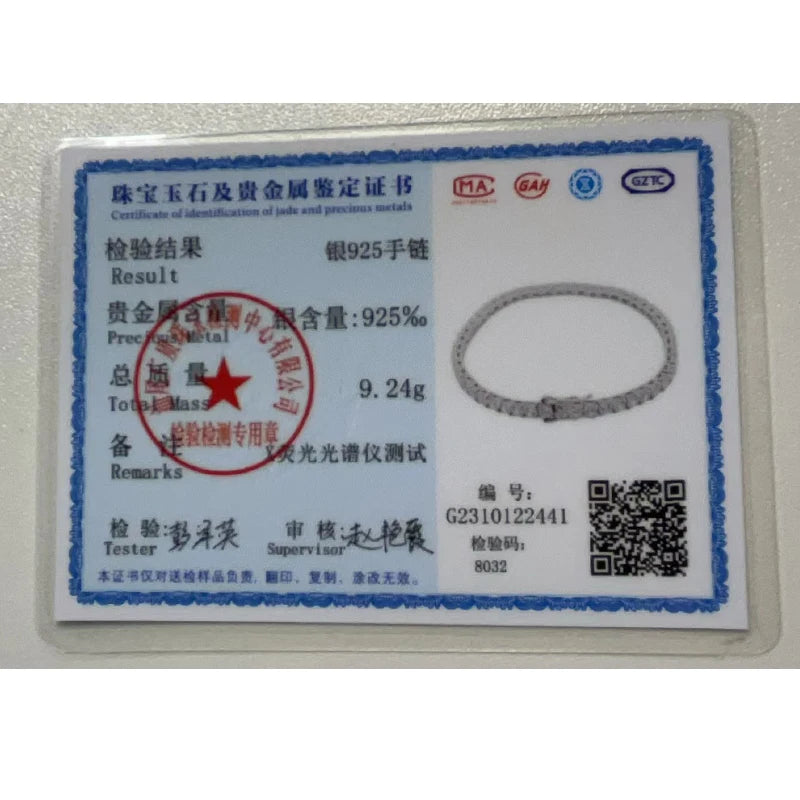 EWYA 925 Sterling Silver Moissanite Bracelet 0.1ct 3mm D VVS1 Diamond with GRA for Women Sparkling Wedding Party Fine Jewelry