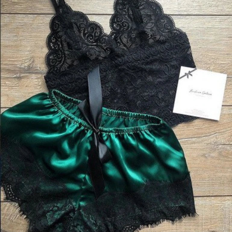 Pajama Sets Sexy Pajamas for Women 2 Pieces Top Shorts Set Sleepwear Clothes Lace Pajamas Underwear Lingerie