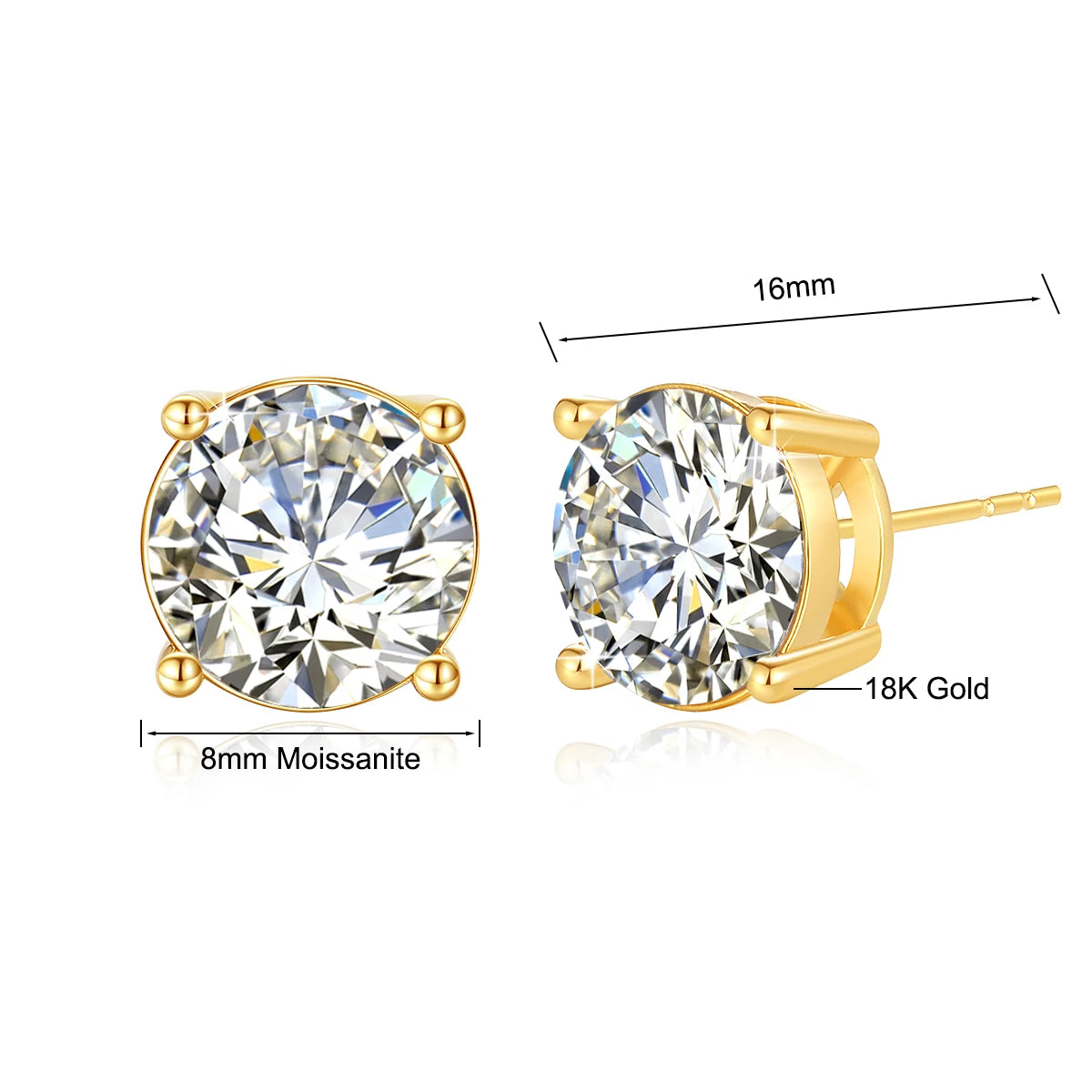 Szjinao 2025 Trending Earrings Moissanite Gold 18k Real Original With Certificate Wedding Luxury Jewelry For Women Wholesale Hot