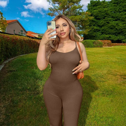 Summer Black Jumpsuits For Women Sleeveless Solid Bodycon Sexy Backless Rompers Fashion Streetwear Casual Sporty Skinny Overall