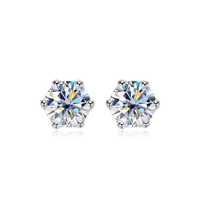 OEVAS 100% 925 Sterling Silver 0.2-2 Carat D Color Moissanite Diamond Stud Earrings For Women Sparkling Party Fine Jewelry Gifts
