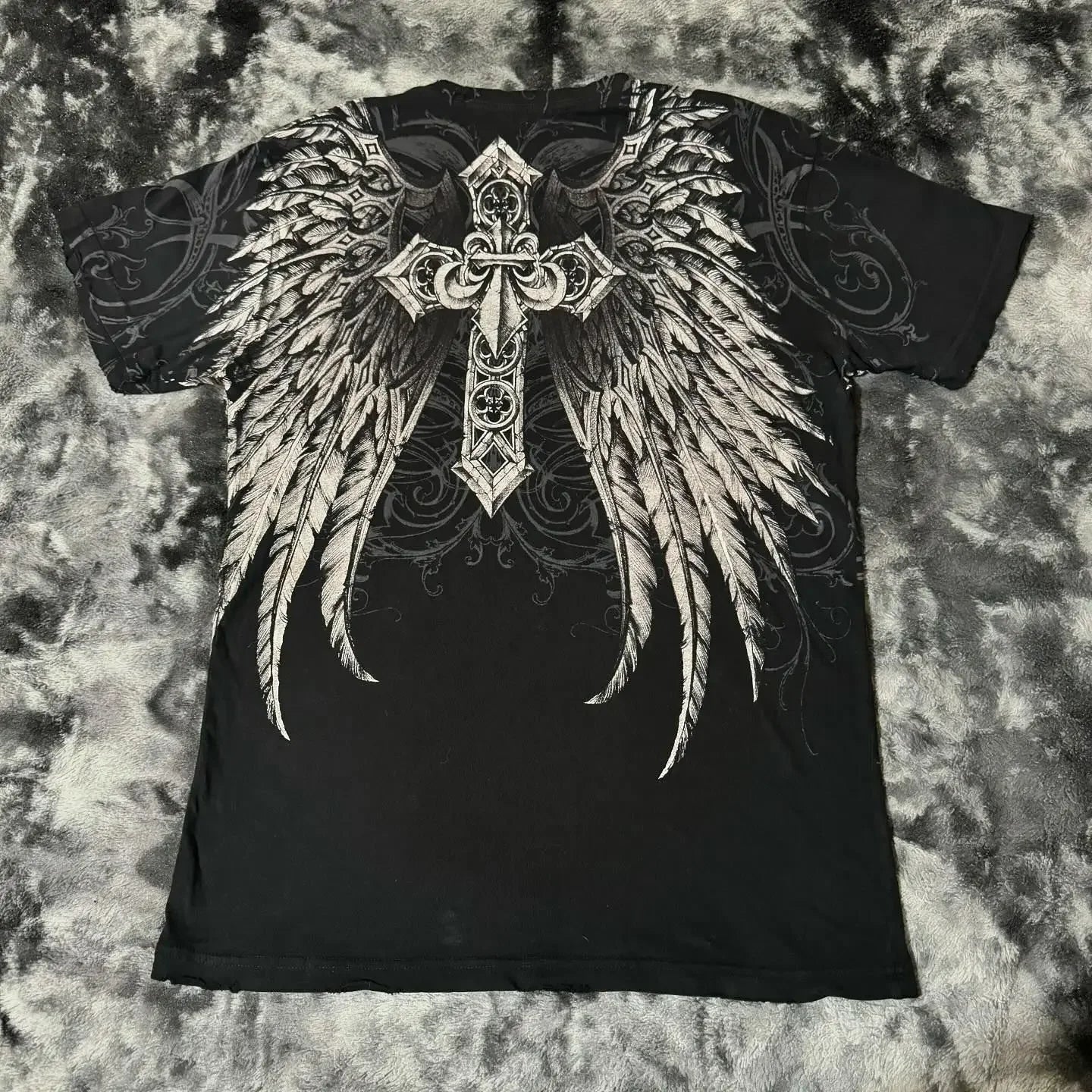 Y2K Affliction T Shirt Vintage Clothing Punk Hip Hop Graphic Print Oversized T shirt Women Round Neck Cotton Short Sleeve Tops
