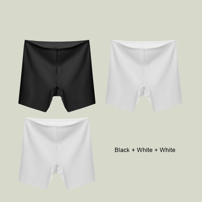 3PCS Women Underwear Slimming Shorts Seamless High Waist Shaper Panties Underware Safety Short Pants Ice Silk Women's Protective