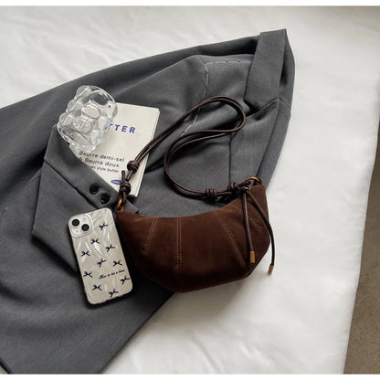 Velvet Material Zipper 2025 High Quality Shoulder Bag Solid Color Simple Fashionable Crossbody Bag Soft Western Style Handbag