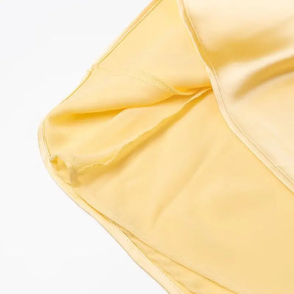 TRAFZA Women Summer Yellow Stain V Neck Sling Dress Elegant Sleeveless Loose Maxi Robes 2025 New Ladies Party Holiday Dresses