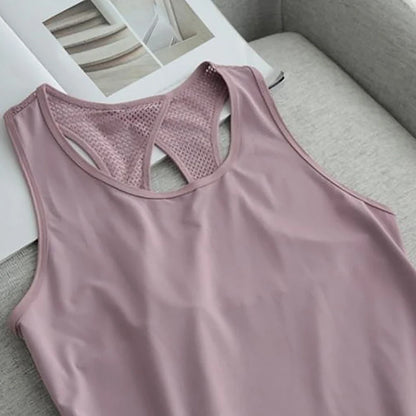 Summer Quick Dry Tank Top Thin Section Mesh Backless Loose Casual Versatile Camisole Yoga Sports T-Shirt Fitness Running Vest