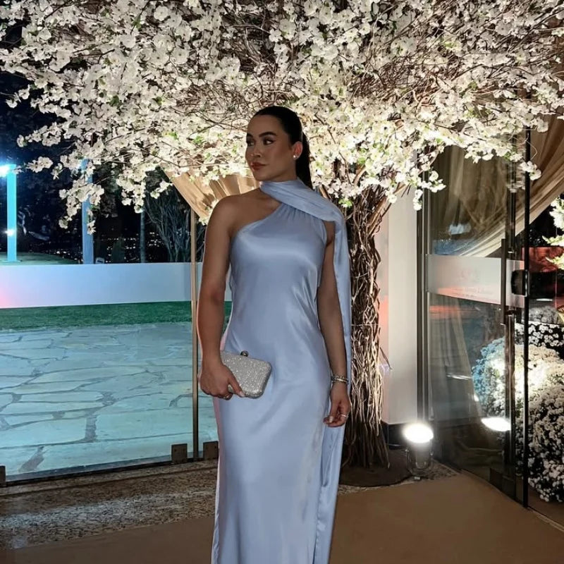 Elegant Solid Ribbon Women Halter Dress Off Shoulder Sleeveless Backless Slim Female Maxi Dresses 2025 Summer New Chic Lady Robe