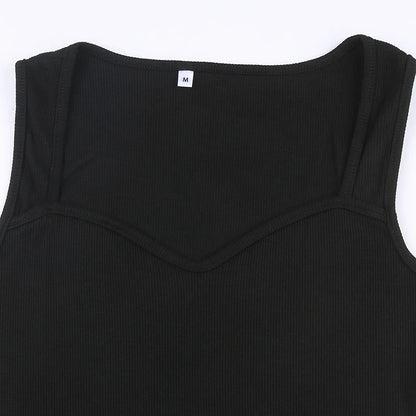 CIBBAR Basic Knit Long Dress Korean Fashion Square Collar Sleeveless Women's Dresses Summer Casual Y2k Vintage All-match Outfits