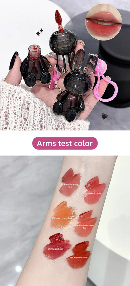 Gege Bear Pink Rabbit Velvet Matte Lip Cream Black Rabbit Water light lip glaze matte mirror pendant lipstick lip gloss