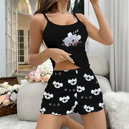 Women Pajamas Sleepwear Pajama Set Sports Camisole And Shorts Print Ventilate Casual Soft Comfortable