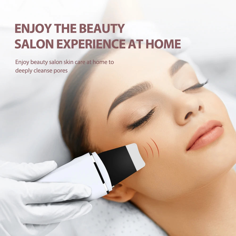 Ultrasonic Skin Scrubber Peeling Blackhead Remover Deep Face Cleaning Ultrasonic Ion Acne Pore Cleaner Facial Shovel  Scrubber