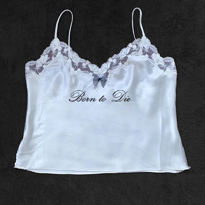 Gothic Grunge Punk Hip Hop Rock Streetwear Casual Sexy Crop Top Y2K Retro Harajuku Emo Girl Aesthetic Fashion Lace Camisole Tops