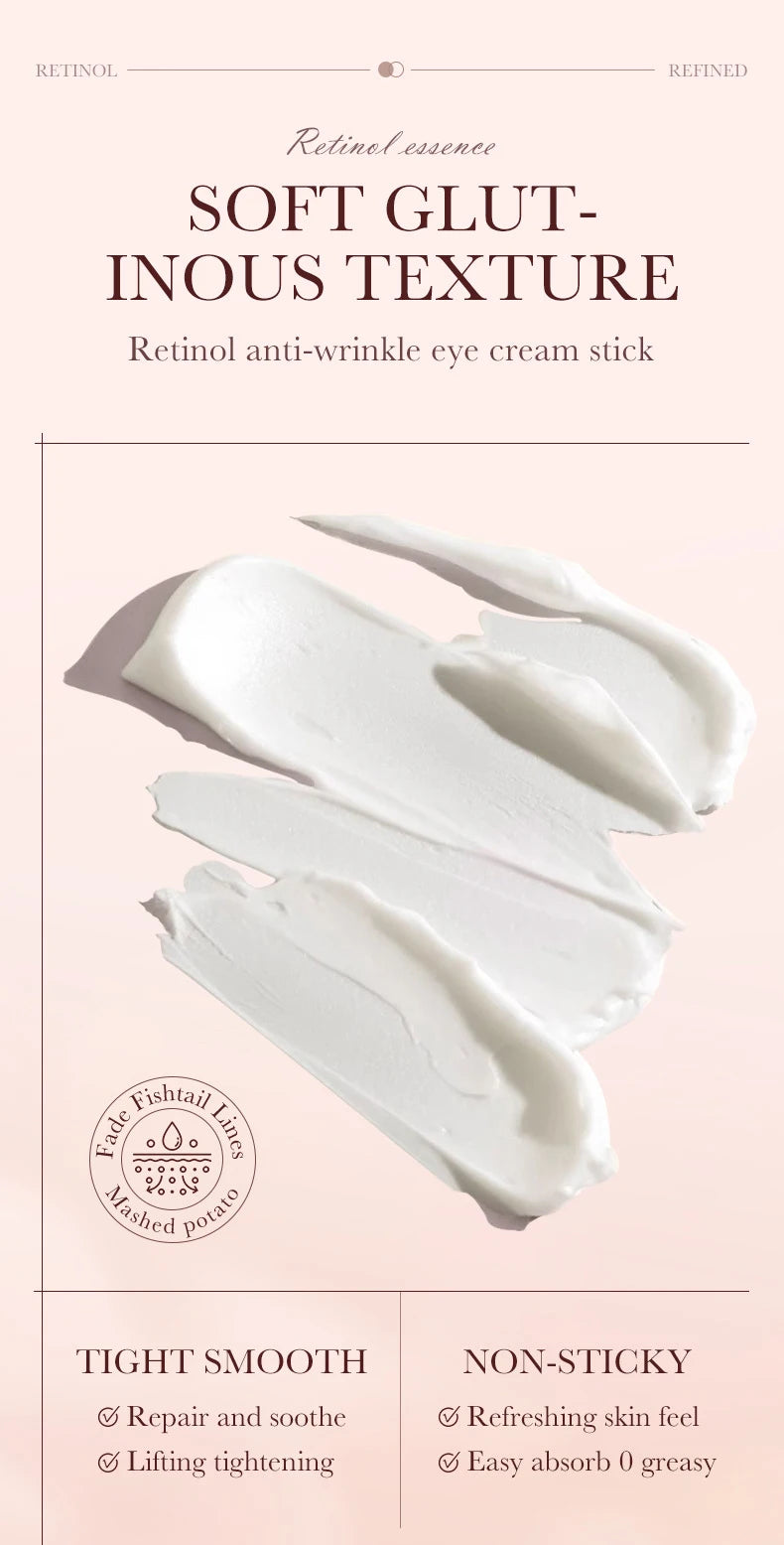 SADOER Retinol Eye Cream Stick Anti Dark Circles Under the Eyes Moisturizing Firming Eyes Cream Eye Skin Care Products