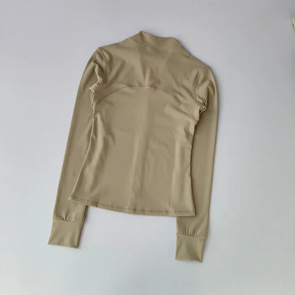 Zippered Sports Jacket for Women Yoga Suits Slim Fit Training for Jogging Long-sleeved Quick-drying Cardigan Jacket Top