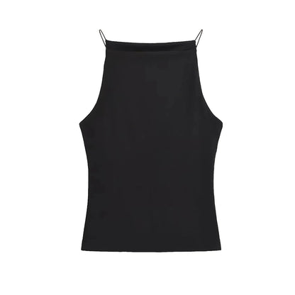 Women's Solid Color Halter Tank Top Sleeveless Vest Thin Straps Camisole Summer Casual Fashion Wear
