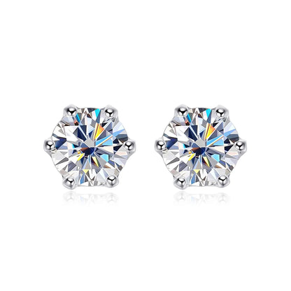 OEVAS 100% 925 Sterling Silver 0.2-2 Carat D Color Moissanite Diamond Stud Earrings For Women Sparkling Party Fine Jewelry Gifts