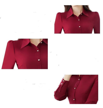 White Shirt Women Chiffon Dress Shirt Long Sleeve Blouses Slim Women Tops OL Korean Fashion Women Shirts Autumn Working Clothes