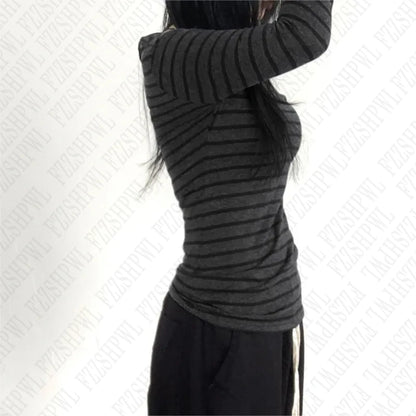 Harajuku Retro Aesthetic Y2K Emo Girls Long Sleeve Tops Goth Punk Rock Hip Hop Fashion T-Shirts Sexy Slim Chic Womens Streetwear