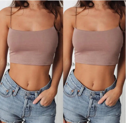 Hot Sale!Women Summer Camisole Crop Tops Sleeveless Slim Sling T-shirt Black White Bottoming Tanks Bra Underwear Vest Tops