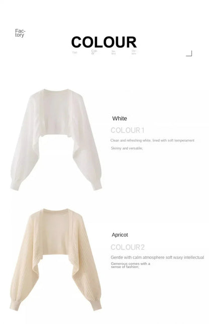 French Ice Silk Knitted Sun-Proof Cardigan Top Women's Summer Thin Jacket Waistcoat Suspender Skirt Shawl Outer Match Blouse