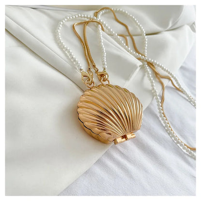 2025 New Summer Lipstick Bags for Women Fashion Pearl Mini Purse Crossbody Bag High Quality Gold Shell Bag Designer Shoulder Bag