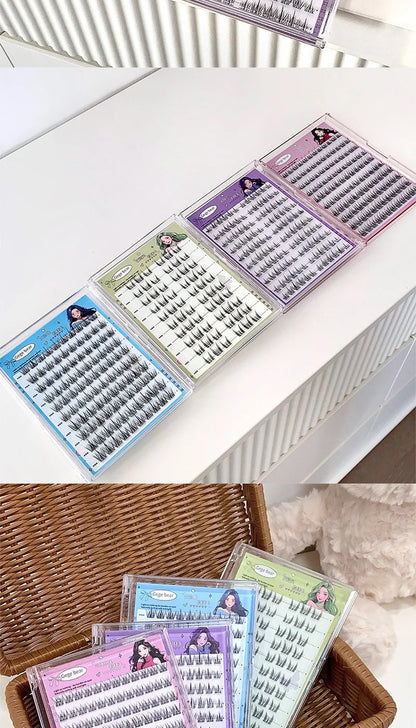 Gege Bear No-Glue False Eyelashes - Easy 3-Step Application, Natural Look, Perfect for Beginners with Sunflower Desig