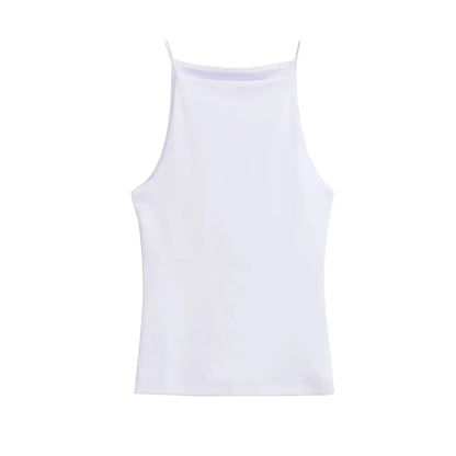 Women's Solid Color Halter Tank Top Sleeveless Vest Thin Straps Camisole Summer Casual Fashion Wear