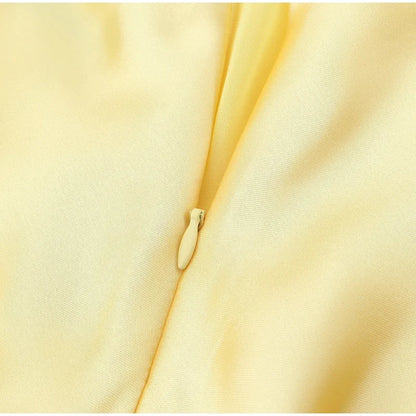 Yellow Elegant Stain Women's Sling Dress Sexy Backless Sleeveless V Neck High Waist Evening Gown Summer Chic Lady Partywear 2025