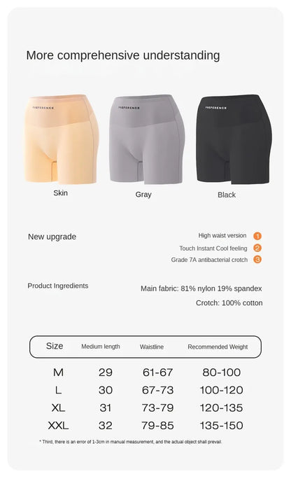 3PCS/set Protective Shorts Plus Size Shorts Seamless Underwear for Women Safety Short Pants Ice Silk Panties Summer Intimates