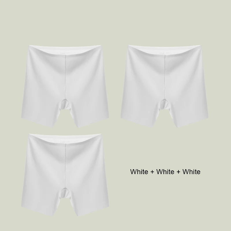 3PCS Women Underwear Slimming Shorts Seamless High Waist Shaper Panties Underware Safety Short Pants Ice Silk Women's Protective