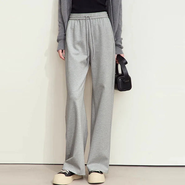 AMII Minimalism Casual Pants for Women 2025 Spring Wide Leg New Loose Vertical Elastic Waist Drawstring Sporty Trousers 12343338