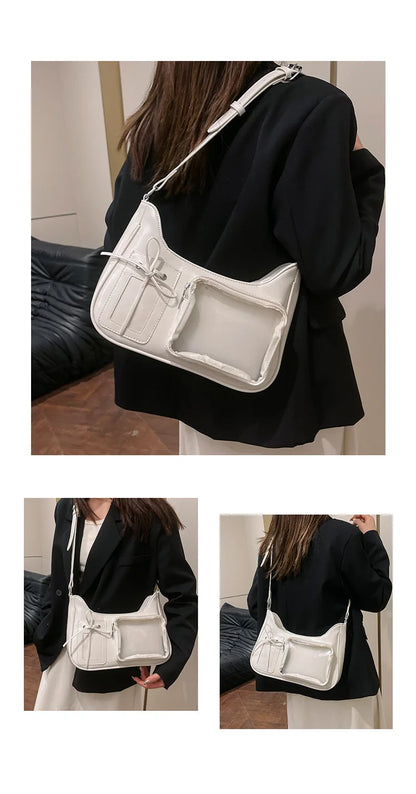 Y2k Harajuku Shoulder Bag Women Korean Transparent Ita Bag School Crossbody Bag Female Japanese Designer Preppy Handbag Purse
