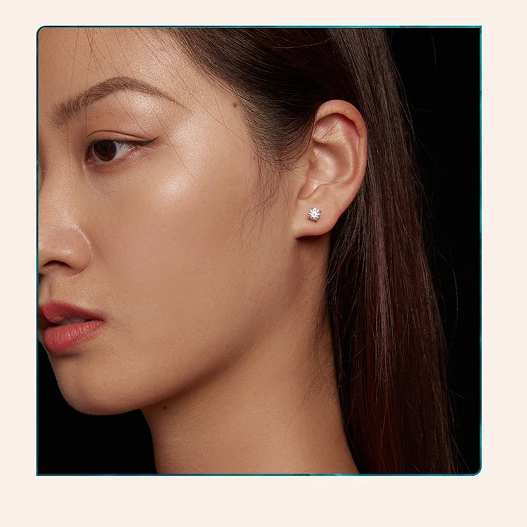 Bamoer 0.5-1ct Moissanite Screw Back Earrings for Women, D Color VVS1 Clarity Lab Created Diamond Earring White Gold Earrings