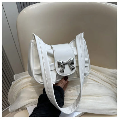 Trendy Bow Shoulder Bag Handbag Casual Underarm Bag Daily Commuting Bags PU Leather Lady Banquet Bag Business Women's Bags