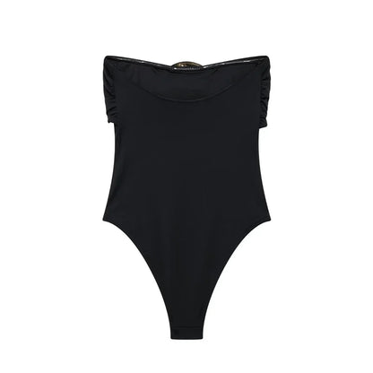 TRAF 2024 Extreme Bodysuit Women off Shoulder Sexy Bodys for Women Black Body One Pieces Sexy Outfits Lingerie Body Suits Woman