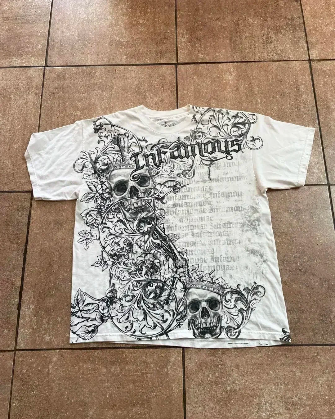 Y2K Affliction T Shirt Vintage Clothing Punk Hip Hop Graphic Print Oversized T shirt Women Round Neck Cotton Short Sleeve Tops
