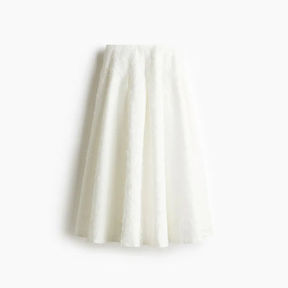 Elegant Shirt Skirt Set Women Lapel Long Sleeve Loose T-shirt High Waist Pleated Long Skirts Suits 2025 Summer Street Lady Sets