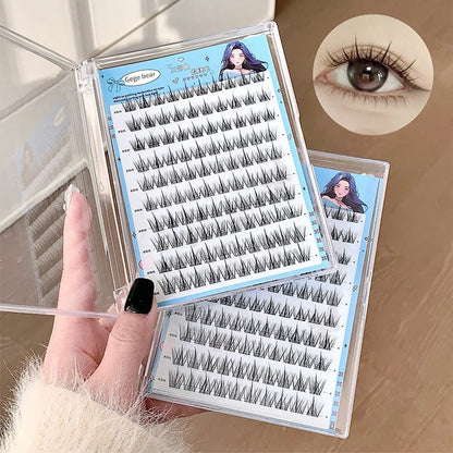 Gege Bear No-Glue False Eyelashes - Easy 3-Step Application, Natural Look, Perfect for Beginners with Sunflower Desig