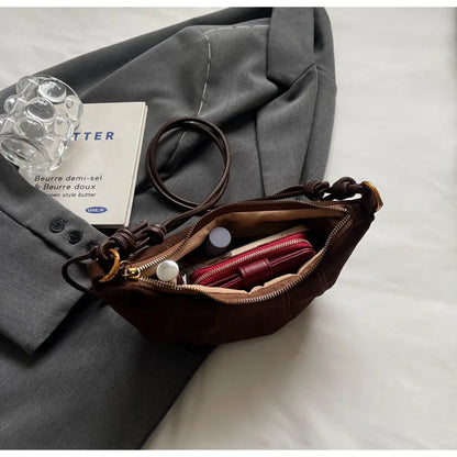 Velvet Material Zipper 2025 High Quality Shoulder Bag Solid Color Simple Fashionable Crossbody Bag Soft Western Style Handbag
