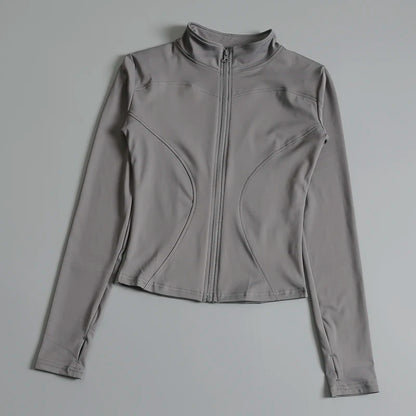 Gym Fitness Zip up Training   Running Workout Yoga Cropped Track Sport Jackets for Women