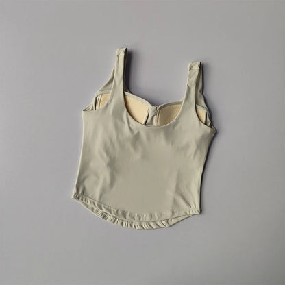 High Strength Back Fitness Tank Top Women's Running Shockproof Sports Bra High Elastic Gathering Nude Yoga Bra for External Wear