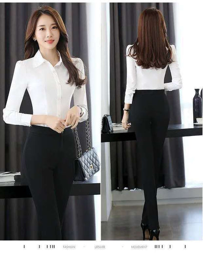 White Shirt Women Chiffon Dress Shirt Long Sleeve Blouses Slim Women Tops OL Korean Fashion Women Shirts Autumn Working Clothes