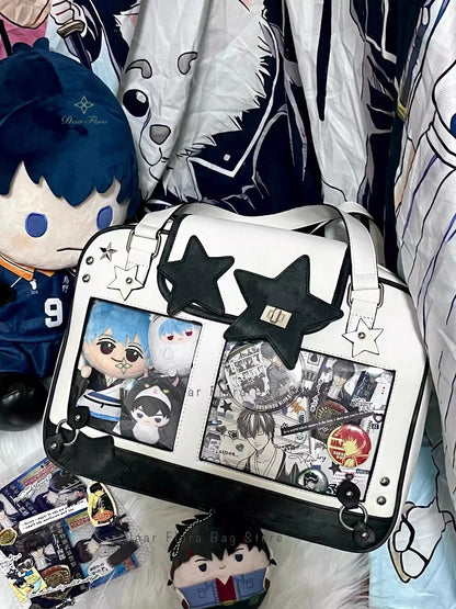 Y2K Trendy Star Ita Bag Lolita Girl Transparent Pocket Fashion Crossbody Bag Women's DIY Display Shoulder Bag Cute Purse Handbag