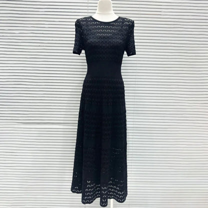 CHUJIE Women's 2025 Summer Lace Trim Dress Set - Round Neck Short Sleeve Midi Dress + Slip Dress 2 Piece Set (Rayon Nylon Blend)