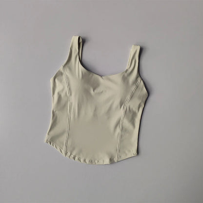 High Strength Back Fitness Tank Top Women's Running Shockproof Sports Bra High Elastic Gathering Nude Yoga Bra for External Wear
