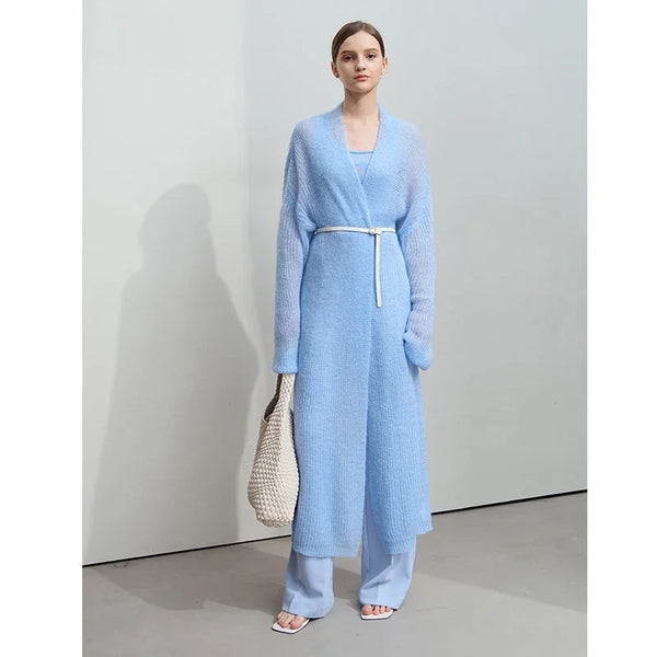 AMII Minimalist Long Sweater Cardigan For Women 2025 Spring New Casual Office Lady Knitted Coats Loose Female Cardigan 12551045